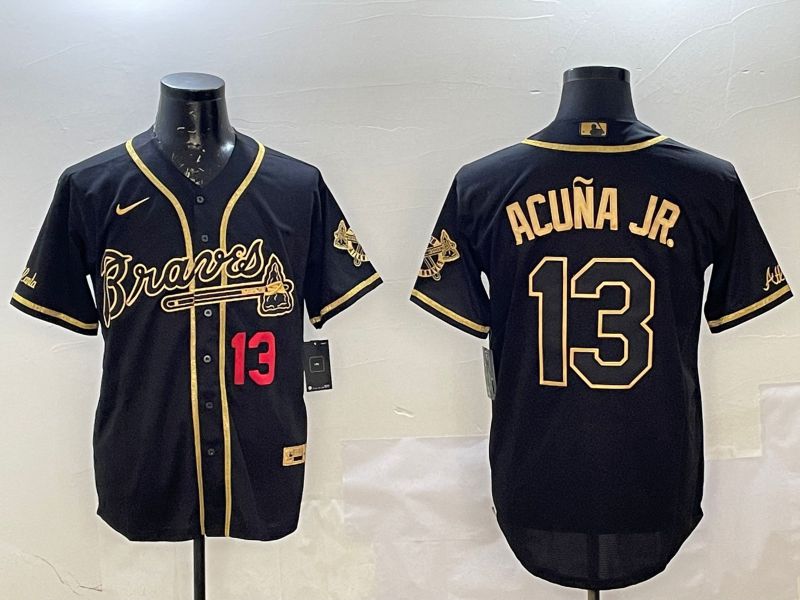 Men Atlanta Braves #13 Acuna jr Black Gold Game Nike 2025 MLB Jersey style 505